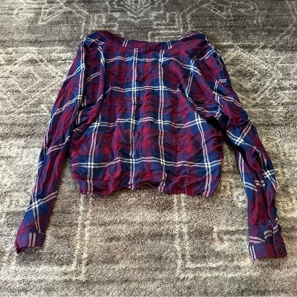 Rails Anthropologie Sloane Crop Top Plaid Flannel Self Tie Top - Picture 7 of 8